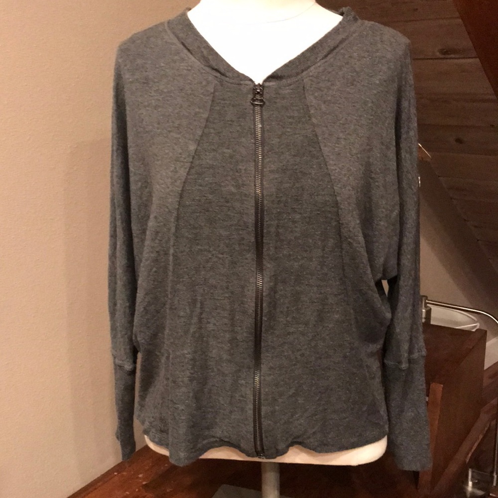 Zara zip up long sleeve T blouse